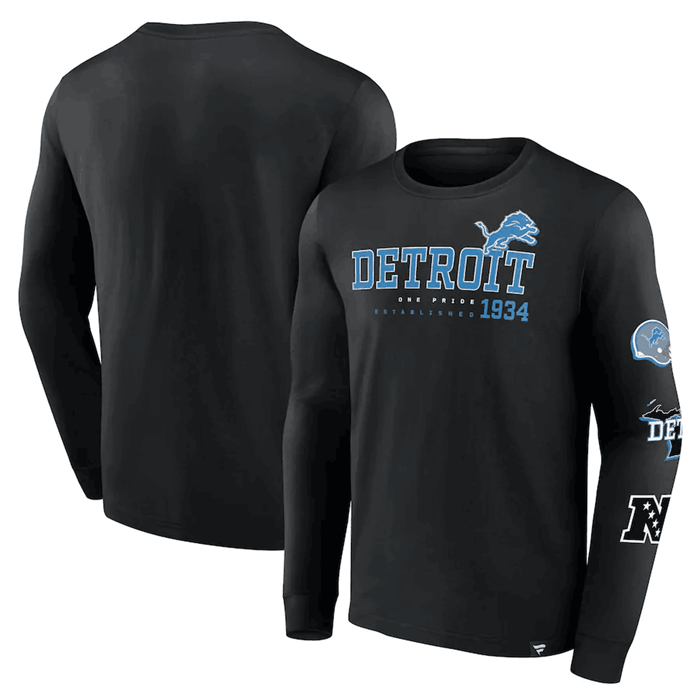 Men's Detroit Lions Black High Whip Pitcher Long Sleeve T-Shirt Men's Detroit Lions Black High Whip Pitcher Long Sleeve T-Shirt